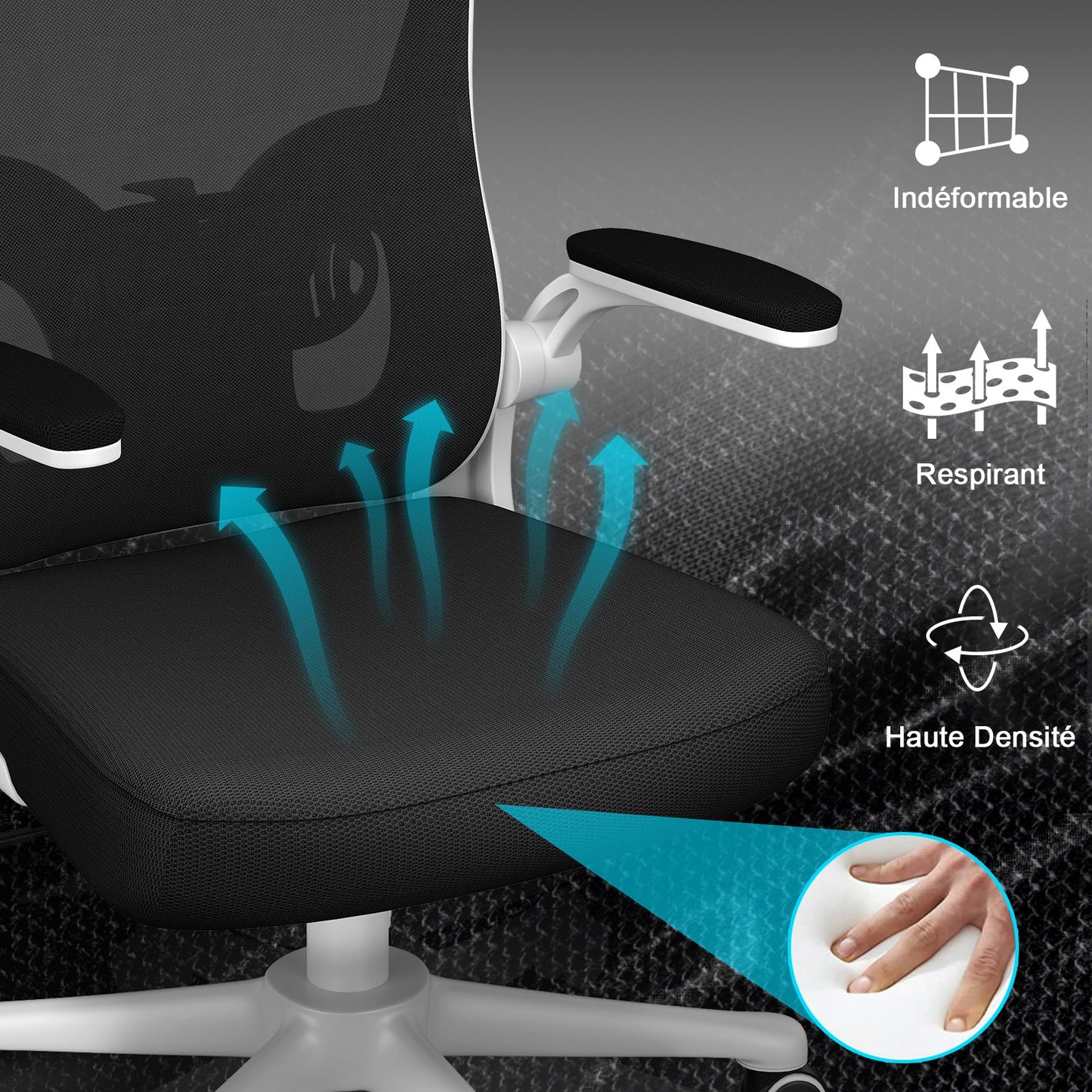 naspaluro Chaise de Bureau, Fauteuil de Bureau avec Soutien Lombaire Ajustable, Accoudoir et Appui-tête Réglables, Dossier Ergonomique Inclinable, Roulette Pivotant à 360°