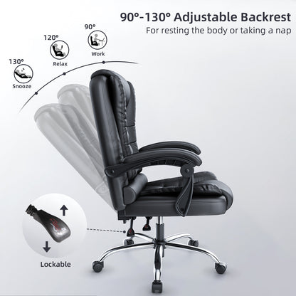 naspaluro Executive Office Chair High Back Desk Chair Ergonomic Recliner Computer Chair PU Leather Gaming Chair with Tilt Function Heavy Duty for Home Office Working
