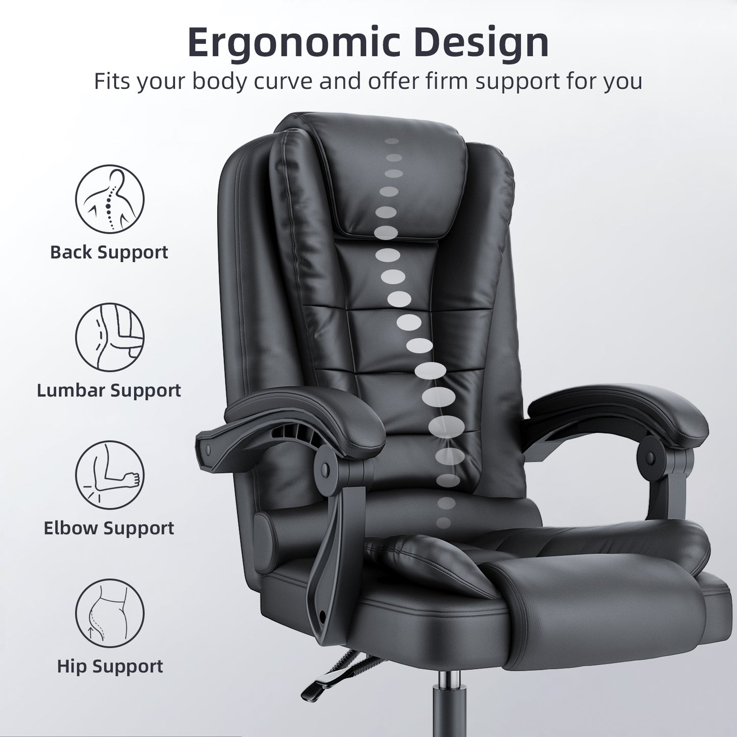 naspaluro Executive Office Chair High Back Desk Chair Ergonomic Recliner Computer Chair PU Leather Gaming Chair with Tilt Function Heavy Duty for Home Office Working