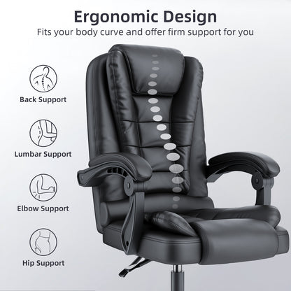 naspaluro Executive Office Chair High Back Desk Chair Ergonomic Recliner Computer Chair PU Leather Gaming Chair with Tilt Function Heavy Duty for Home Office Working