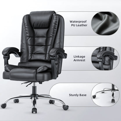 naspaluro Executive Office Chair High Back Desk Chair Ergonomic Recliner Computer Chair PU Leather Gaming Chair with Tilt Function Heavy Duty for Home Office Working