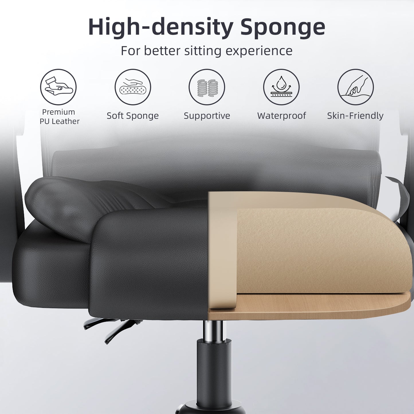 naspaluro Executive Office Chair High Back Desk Chair Ergonomic Recliner Computer Chair PU Leather Gaming Chair with Tilt Function Heavy Duty for Home Office Working