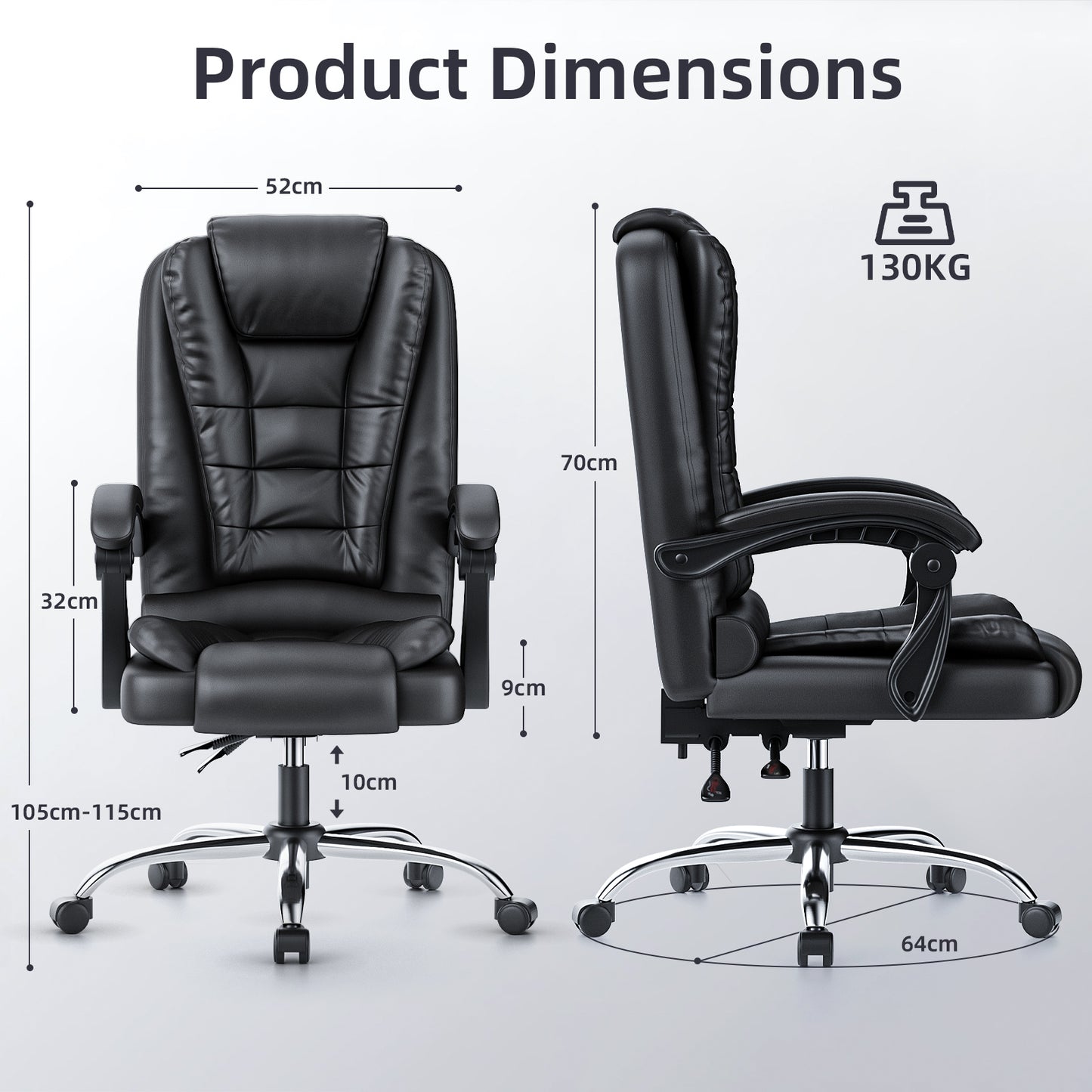 naspaluro Executive Office Chair High Back Desk Chair Ergonomic Recliner Computer Chair PU Leather Gaming Chair with Tilt Function Heavy Duty for Home Office Working