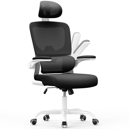 Chaise de Bureau Ergonomique: Fauteuil Bureau avec Support Lombaire en C,Dossier et Appui-tête Réglables,Reversible Armrest,Siege en Maille Respirante Convient à la Maison Bureau