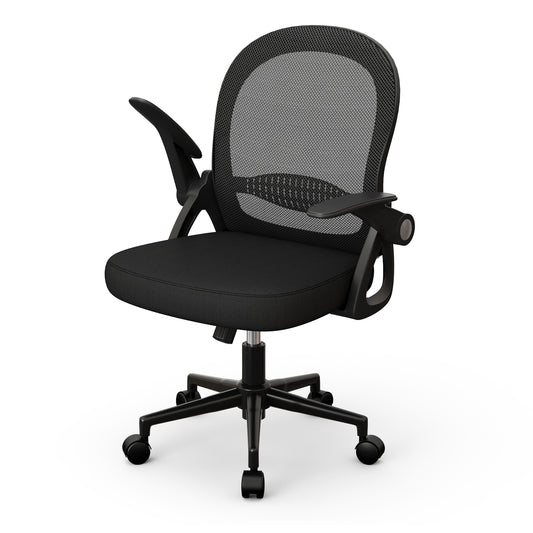 naspaluro Home Office Chair Ergonomic Desk Chair Swivel Computer Chair Mid-Back Mesh Chair with Flip-up Armrests and Lumbar Support for Home/Office - Black