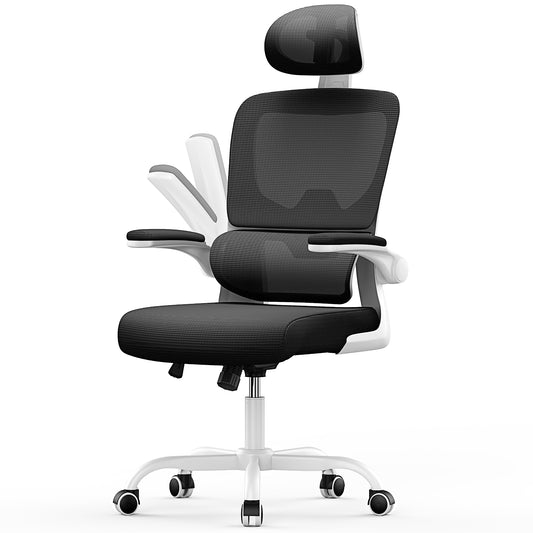 Chaise de Bureau Ergonomique: Fauteuil Bureau avec Support Lombaire en C,Dossier et Appui-tête Réglables,Reversible Armrest,Siege en Maille Respirante Convient à la Maison Bureau