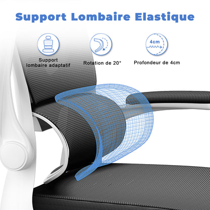 Chaise de Bureau Ergonomique: Fauteuil Bureau avec Support Lombaire en C,Dossier et Appui-tête Réglables,Reversible Armrest,Siege en Maille Respirante Convient à la Maison Bureau