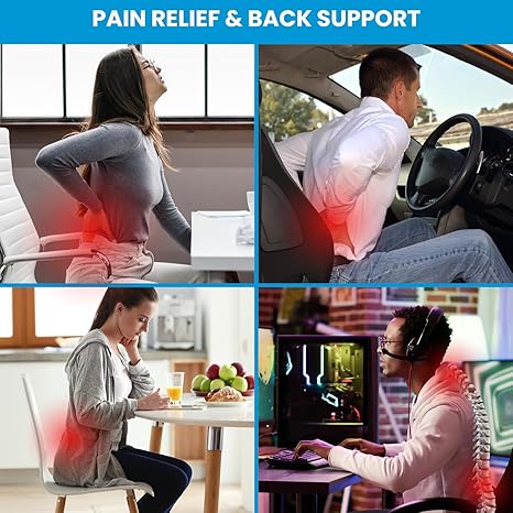 Naspaluro Lumbar Support Pillow for Office Chair, Office Home Essentials,Gifts for Mom,Dad, Back Support Pillow for Car, Chair Cushions,Back Pain Relief Improve Posture,Mesh Cover Double Adjustable Straps