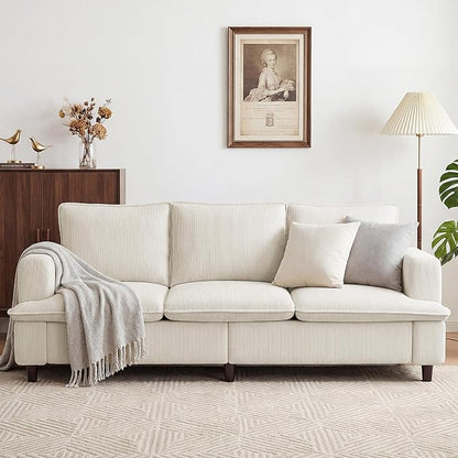 Naspaluro 3 Seater Couch, 83" Comfy Corduroy Sofa with Deep Seat, Modern Sofa Couch for Living Room, Office, Bedroom