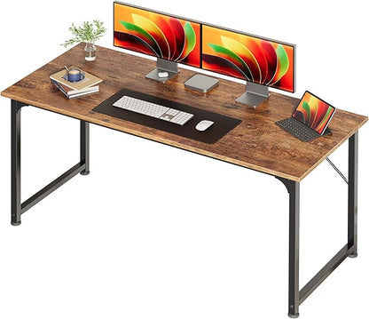 Naspaluro Computer Desk, 55 Inch Home Office Desk, Gaming Writing Work from Home Study Desk, Large Legroom, Sturdy Metal Frame, Modern Simple