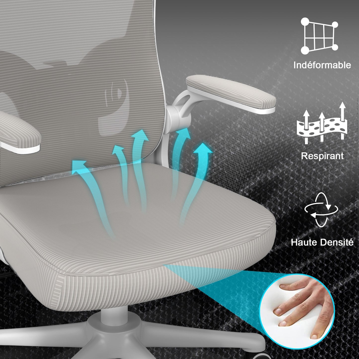 naspaluro Chaise de Bureau, Fauteuil de Bureau avec Soutien Lombaire Ajustable, Accoudoir et Appui-tête Réglables, Dossier Ergonomique Inclinable, Roulette Pivotant à 360°