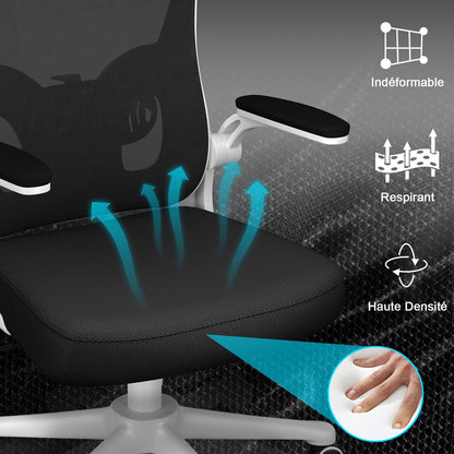naspaluro Chaise de Bureau, Fauteuil de Bureau avec Soutien Lombaire Ajustable, Accoudoir et Appui-tête Réglables, Dossier Ergonomique Inclinable, Roulette Pivotant à 360°