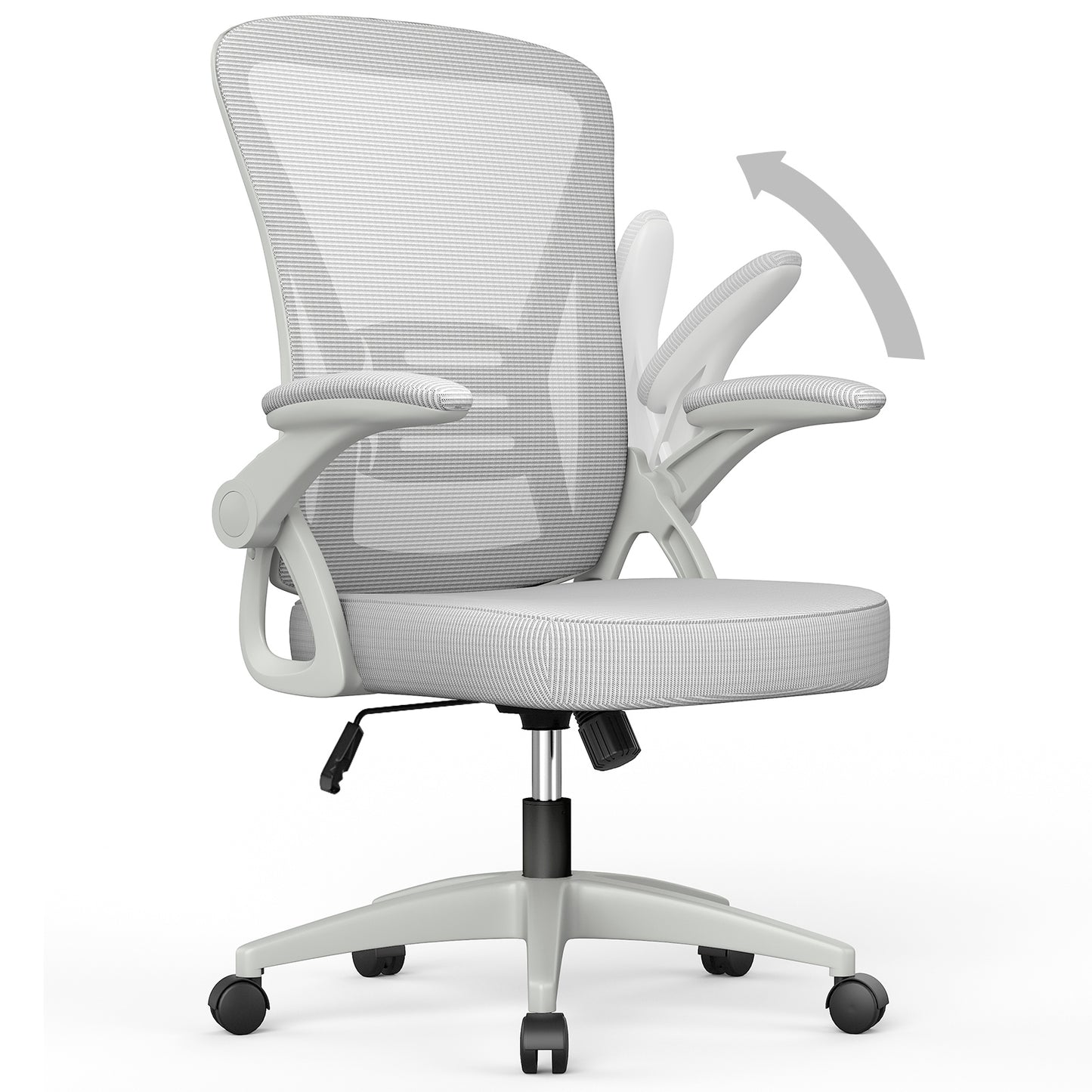 naspaluro Chaise Bureau avec Accoudoir Réglable, Fauteuil Ergonomique en Maille Respirante avec Soutien Lombaire, Dossier Inclinable et Hauteur Réglable, Roulette Pivotant à 360°
