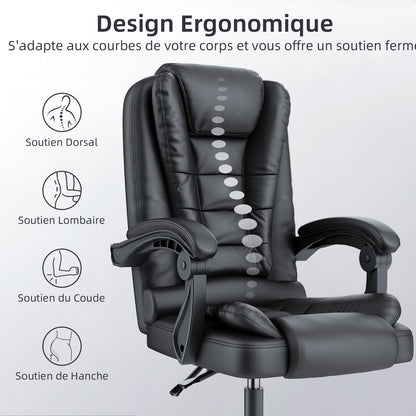 naspaluro Fauteuil Bureau, Chaise Ergonomique avec Large Assise Rembourrée, Siège de Bureau Inclinable Hauteur Réglable, Roulette Silencieuse, pu