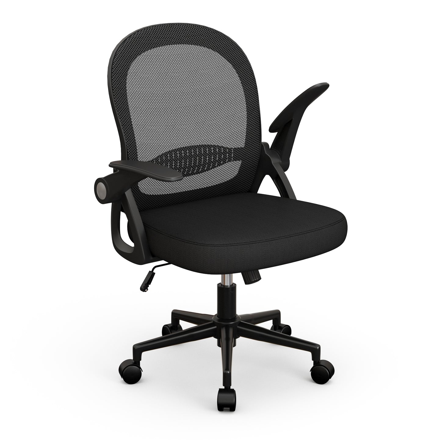 naspaluro Office Chair with Folding Armrest, Office Chair with Lumbar Support, Office Chair with 45 cm Medium Backrest