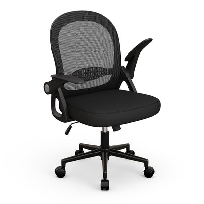 naspaluro Office Chair with Folding Armrest, Office Chair with Lumbar Support, Office Chair with 45 cm Medium Backrest