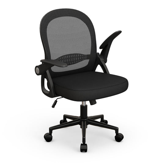 naspaluro Office Chair with Folding Armrest, Office Chair with Lumbar Support, Office Chair with 45 cm Medium Backrest