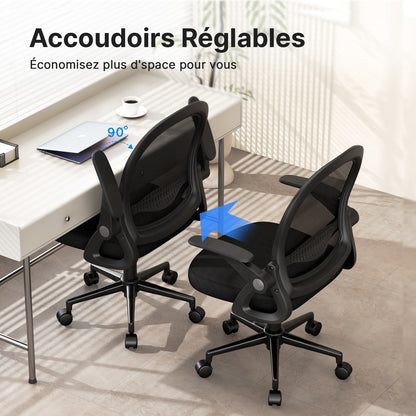 naspaluro Office Chair with Folding Armrest, Office Chair with Lumbar Support, Office Chair with 45 cm Medium Backrest