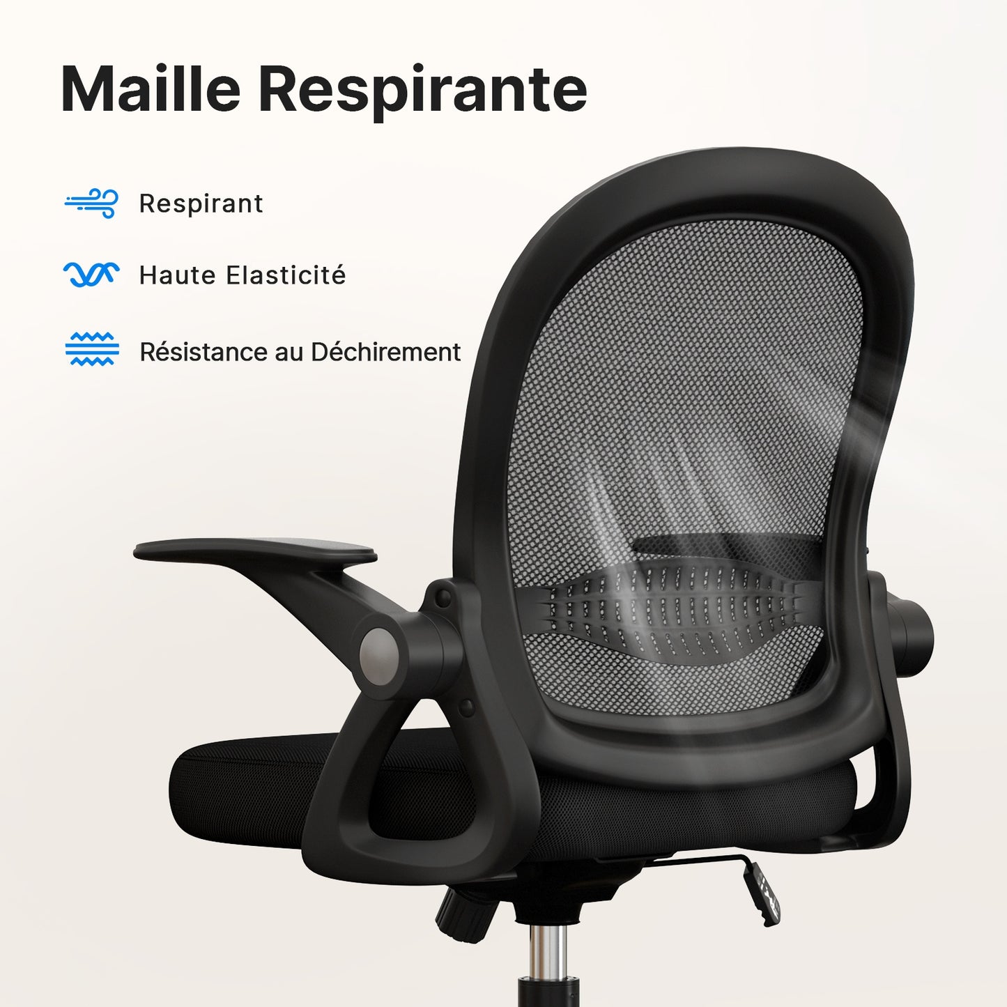 naspaluro Office Chair with Folding Armrest, Office Chair with Lumbar Support, Office Chair with 45 cm Medium Backrest