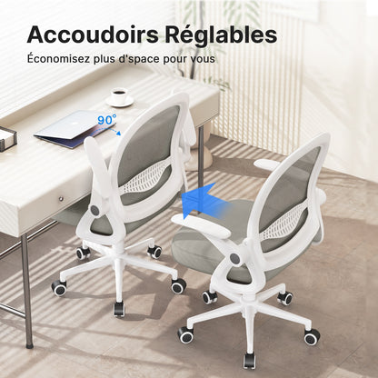 naspaluro Office Chair with Folding Armrest, Office Chair with Lumbar Support, Office Chair with 45 cm Medium Backrest