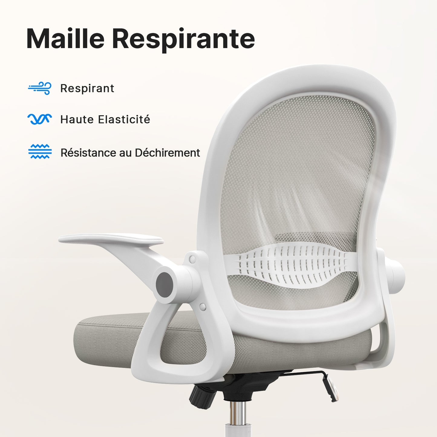 naspaluro Office Chair with Folding Armrest, Office Chair with Lumbar Support, Office Chair with 45 cm Medium Backrest