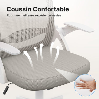 naspaluro Office Chair with Folding Armrest, Office Chair with Lumbar Support, Office Chair with 45 cm Medium Backrest