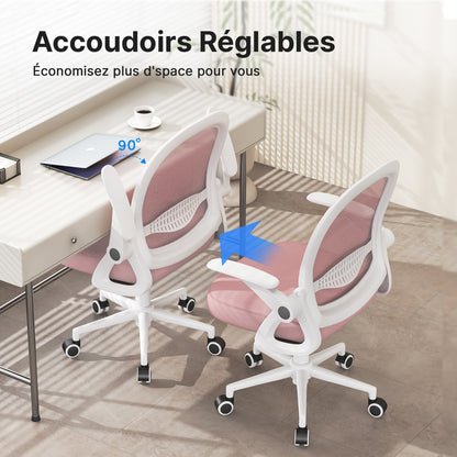 naspaluro Office Chair with Folding Armrest, Office Chair with Lumbar Support, Office Chair with 45 cm Medium Backrest