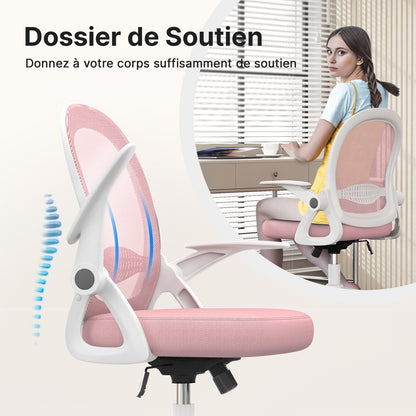 naspaluro Office Chair with Folding Armrest, Office Chair with Lumbar Support, Office Chair with 45 cm Medium Backrest