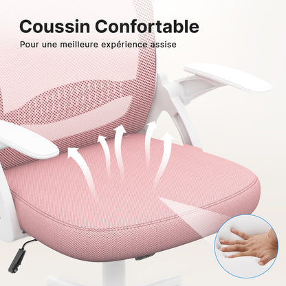 naspaluro Office Chair with Folding Armrest, Office Chair with Lumbar Support, Office Chair with 45 cm Medium Backrest