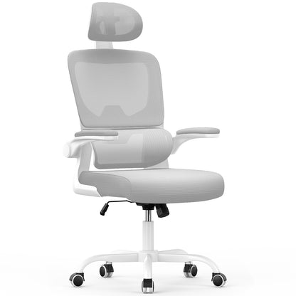 Chaise de Bureau Ergonomique: Fauteuil Bureau avec Support Lombaire en C,Dossier et Appui-tête Réglables,Reversible Armrest,Siege en Maille Respirante Convient à la Maison Bureau