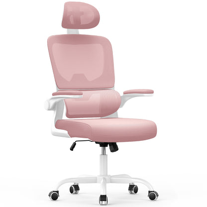 Chaise de Bureau Ergonomique: Fauteuil Bureau avec Support Lombaire en C,Dossier et Appui-tête Réglables,Reversible Armrest,Siege en Maille Respirante Convient à la Maison Bureau
