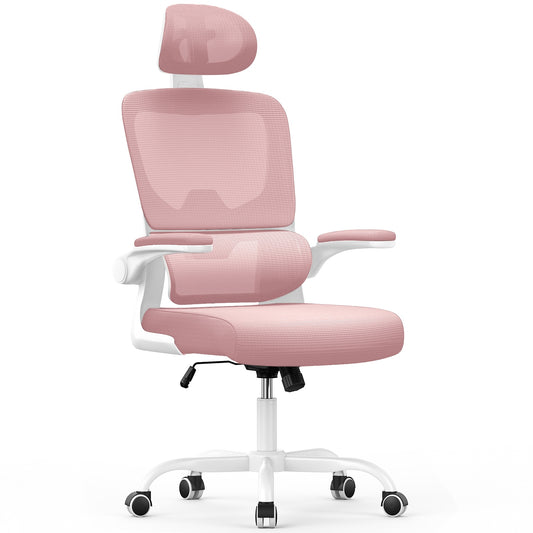 Chaise de Bureau Ergonomique: Fauteuil Bureau avec Support Lombaire en C,Dossier et Appui-tête Réglables,Reversible Armrest,Siege en Maille Respirante Convient à la Maison Bureau