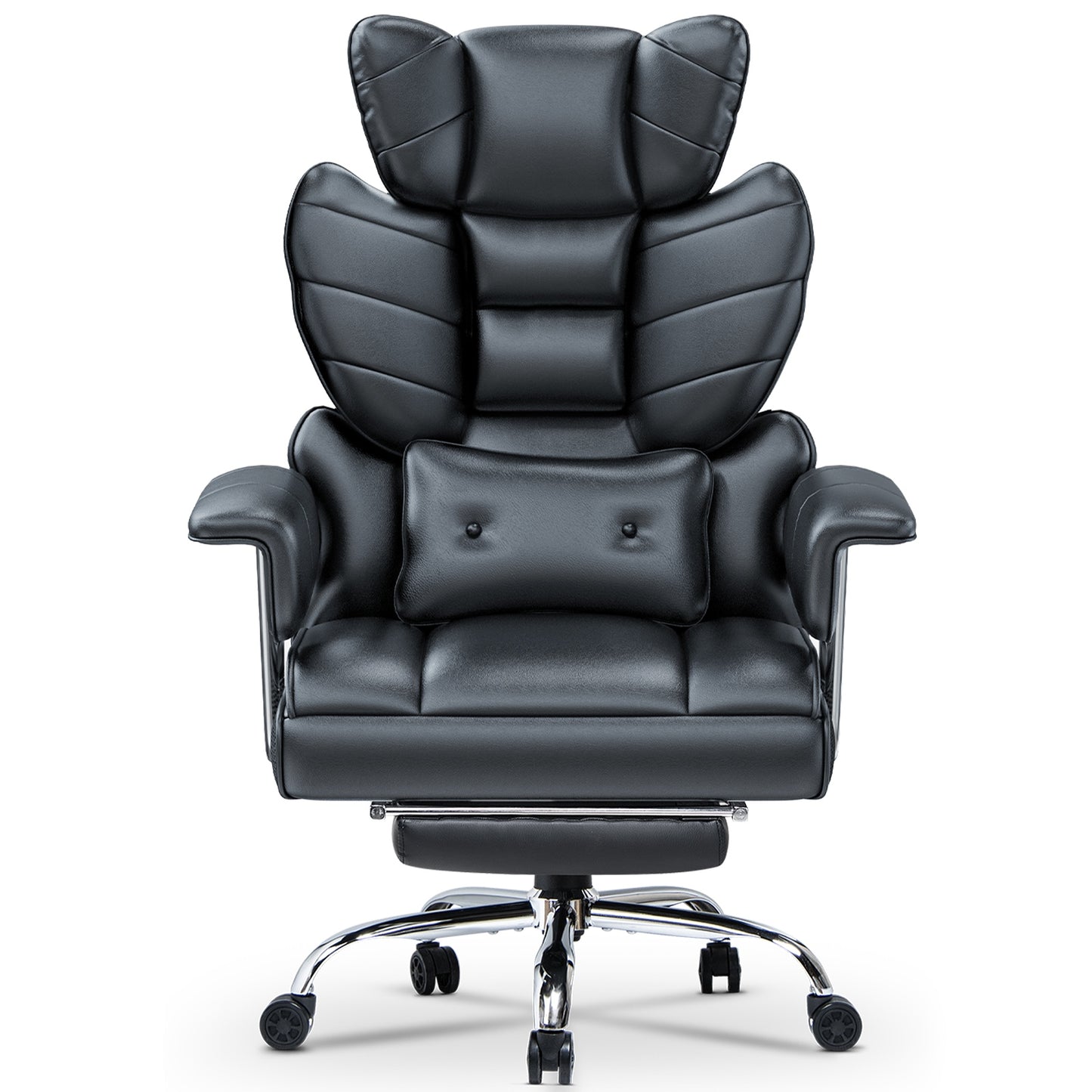 naspaluro Chaise Bureau Ergonomique à Hauteur Réglable,Fauteuil de Bureau avec Repose-Pieds Télescopique,Lombaire&Appui,Soutien Lombaire,Dossier Inclinable,PU Cuir