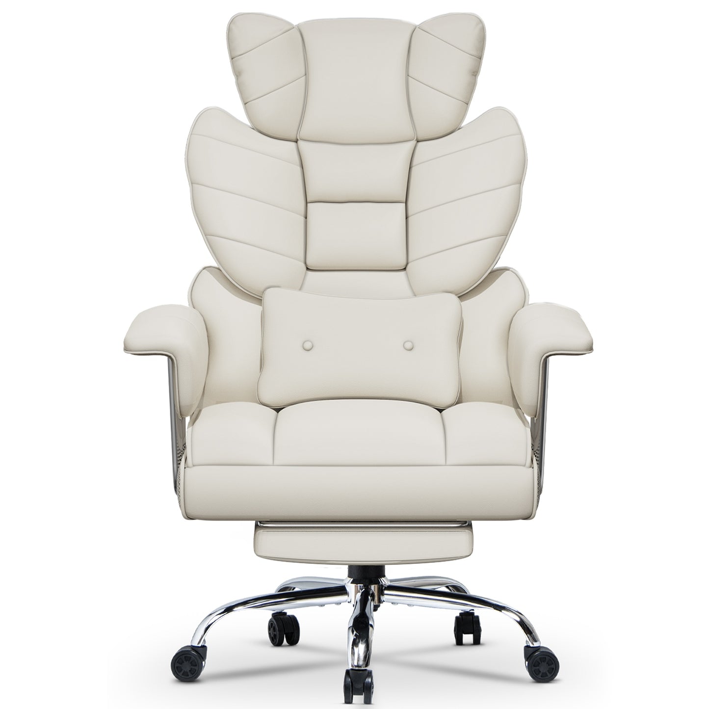 naspaluro Chaise Bureau Ergonomique à Hauteur Réglable,Fauteuil de Bureau avec Repose-Pieds Télescopique,Lombaire&Appui,Soutien Lombaire,Dossier Inclinable,PU Cuir