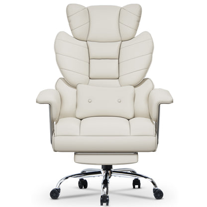 naspaluro Chaise Bureau Ergonomique à Hauteur Réglable,Fauteuil de Bureau avec Repose-Pieds Télescopique,Lombaire&Appui,Soutien Lombaire,Dossier Inclinable,PU Cuir