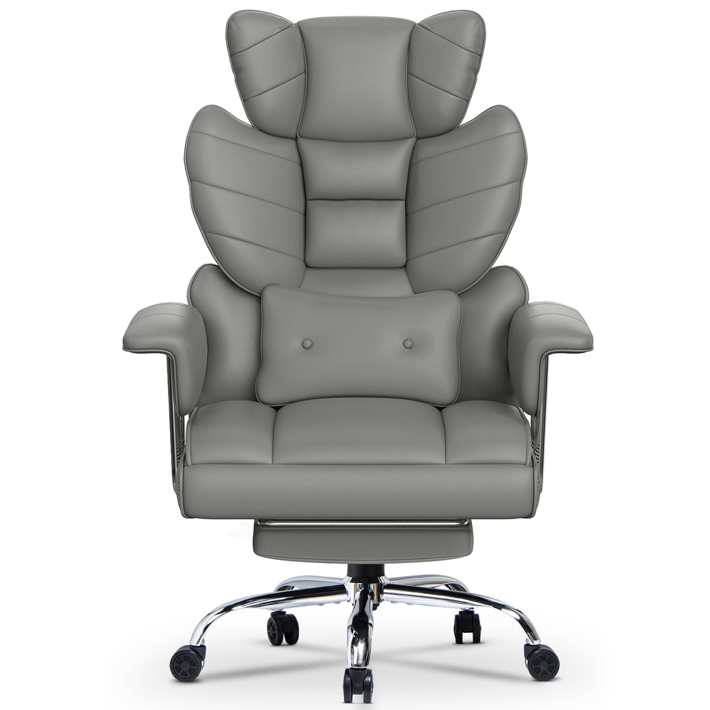 naspaluro Chaise Bureau Ergonomique à Hauteur Réglable,Fauteuil de Bureau avec Repose-Pieds Télescopique,Lombaire&Appui,Soutien Lombaire,Dossier Inclinable,PU Cuir