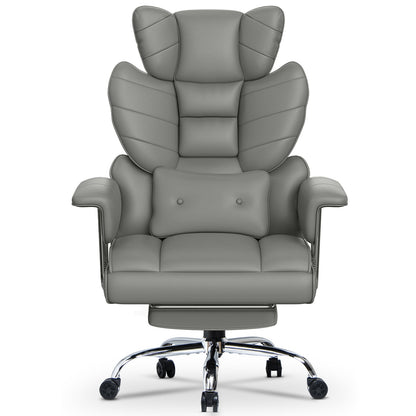 naspaluro Chaise Bureau Ergonomique à Hauteur Réglable,Fauteuil de Bureau avec Repose-Pieds Télescopique,Lombaire&Appui,Soutien Lombaire,Dossier Inclinable,PU Cuir