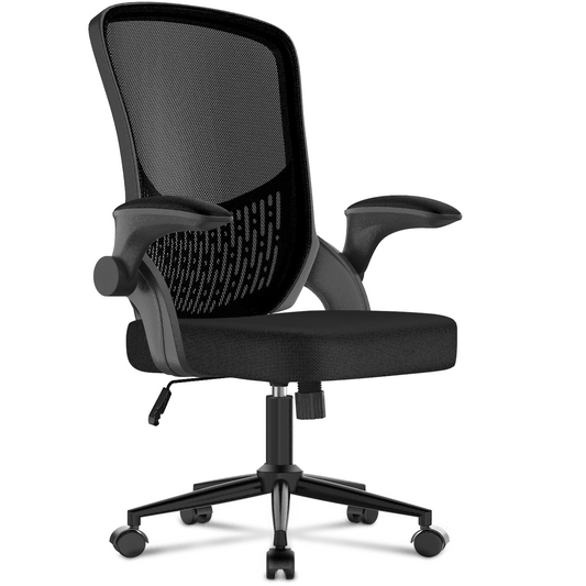naspaluro Chaise de Bureau, Chaise de Bureau Ergonomique avec Accoudoirs Rabattables à 90°, Soutien Lombaire Unique, Revêtement en Maille Respirante, Siège Pivotant à 360° avec Fonction Swing