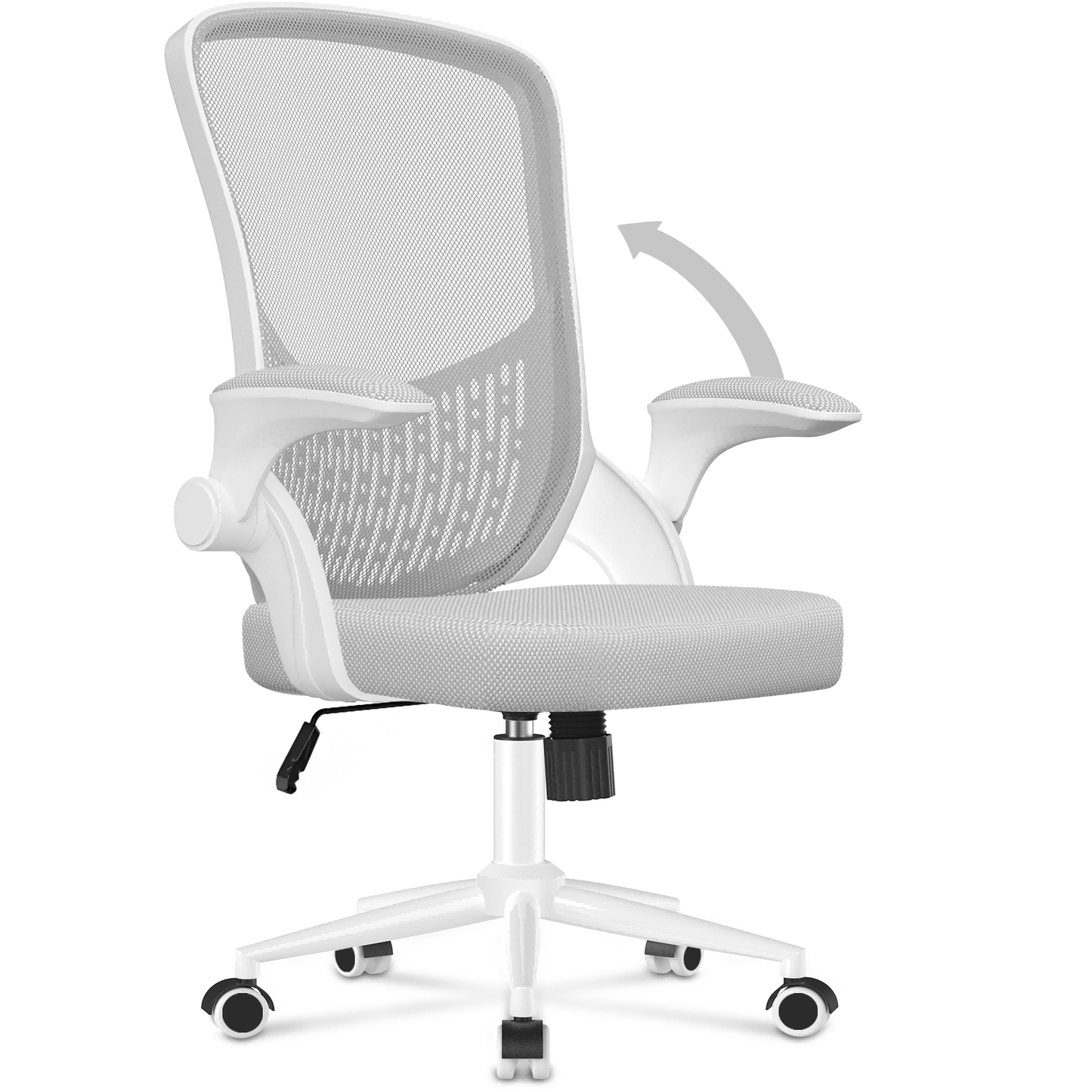naspaluro Chaise de Bureau, Chaise de Bureau Ergonomique avec Accoudoirs Rabattables à 90°, Soutien Lombaire Unique, Revêtement en Maille Respirante, Siège Pivotant à 360° avec Fonction Swing