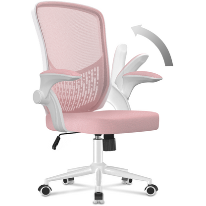 naspaluro Chaise de Bureau, Chaise de Bureau Ergonomique avec Accoudoirs Rabattables à 90°, Soutien Lombaire Unique, Revêtement en Maille Respirante, Siège Pivotant à 360° avec Fonction Swing